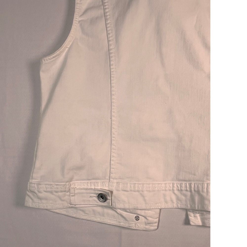 Merona Cream White Denim Vest Womens Large Stretch Button Front Trucker Jacket - Picture 11 of 11